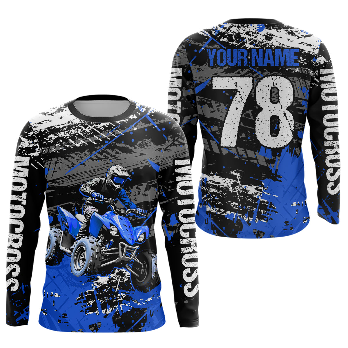 Custom Blue Off-Road Quad Bike Shirt Youth ATV Motocross Shirts Kid Men Women UPF30+ DNT78