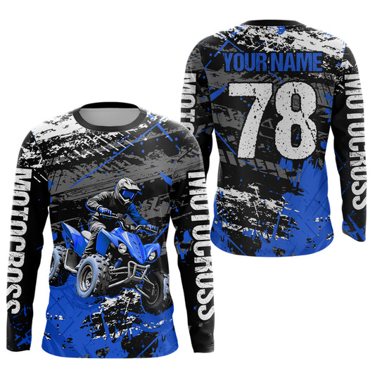 Custom Blue Off-Road Quad Bike Shirt Youth ATV Motocross Shirts Kid Men Women UPF30+ DNT78