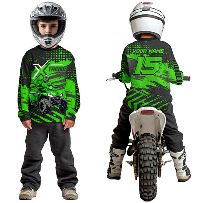 Custom Green Off-Road Quad Bike Shirt Extreme ATV Motocross Shirts Kid Men Women UPF30+ DNT79