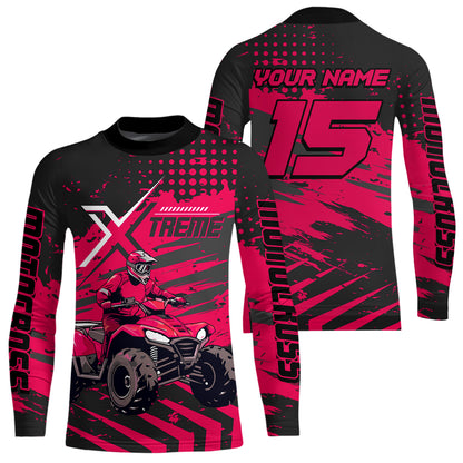 Custom Pink Off-Road Quad Bike Shirt Extreme ATV Motocross Shirts Kid Men Women UPF30+ DNT79