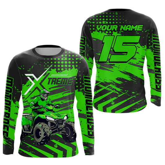 Custom Green Off-Road Quad Bike Shirt Extreme ATV Motocross Shirts Kid Men Women UPF30+ DNT79