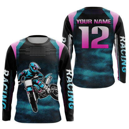 Blue Youth Dirt Bike Jersey Men Women Kid Custom Motocross Jersey Off-Roading Jersey DNT49