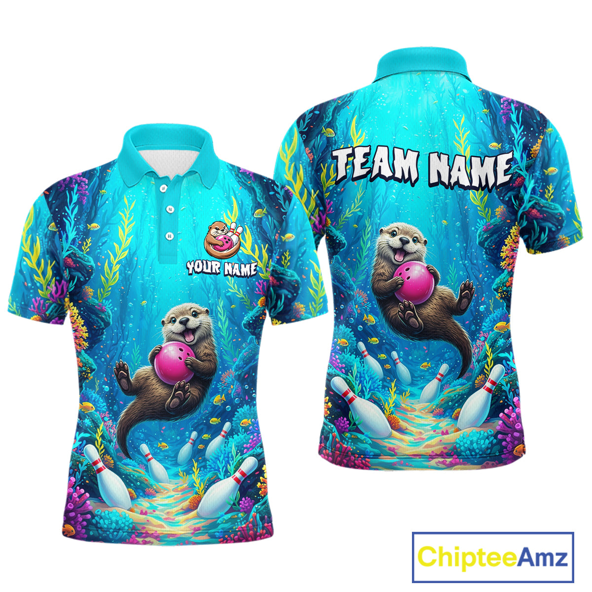 Custom Ocean Funny Otte Bowling Jersey for Men Funny Bowling Team Shirts Bowling Uniform HNT273