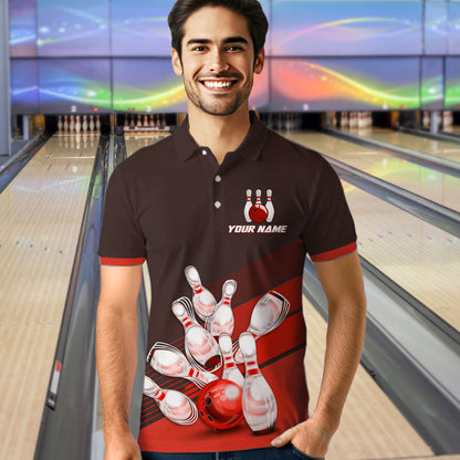 Red Bowling Jersey for Men Custom Bowling Team Shirts Bowling League Polo & 1/4 Zip HNT166