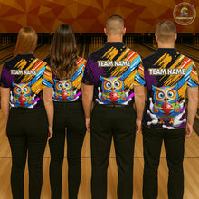 Load image into Gallery viewer, Custom Funny Colorful Owl Bowling Jersey for Women Bowling Uniform Polo &amp; 1/4 Zip Bowling Team Shirts HNT237
