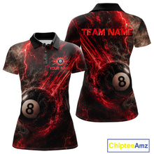 Load image into Gallery viewer, Custom Flaming Red Lightning 8 Ball Billiard Shirt for Women Billiard Team Jersey Billiard League NNT194