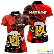 Load image into Gallery viewer, Custom Funny Red Beer 8 Ball Pool Billiard Shirt for Women Polo &amp; 1/4 Zip, Billiard Team Jerseys NNT147