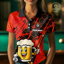 Load image into Gallery viewer, Custom Funny Red Beer 8 Ball Pool Billiard Shirt for Women Polo &amp; 1/4 Zip, Billiard Team Jerseys NNT147