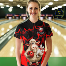 Load image into Gallery viewer, Custom Funny Sheep Bowling Jersey for Women Bowling Team Shirts Bowling League Polo &amp; 1/4 Zip HNT379