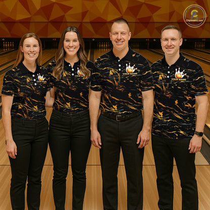 Custom Black and Gold Bowling Tournament Jersey for Women Bowling Team Shirts HNT179