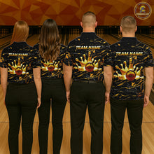 Load image into Gallery viewer, Custom Black and Gold Bowling Tournament Jersey for Women Bowling Team Shirts HNT179