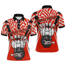Load image into Gallery viewer, Custom Red Funny Bowling Jersey for Men Bowling Team Shirts Bowling League Polo &amp; 1/4 Zip HNT155