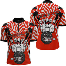 Load image into Gallery viewer, Custom Red Funny Bowling Jersey for Men Bowling Team Shirts Bowling League Polo &amp; 1/4 Zip HNT155