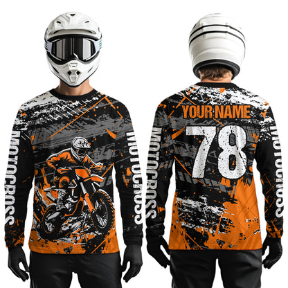Orange Youth Dirt Bike Jersey Adult Kid Upf30+ Customized Motocross Jersey Off-Roading Jersey DNT48