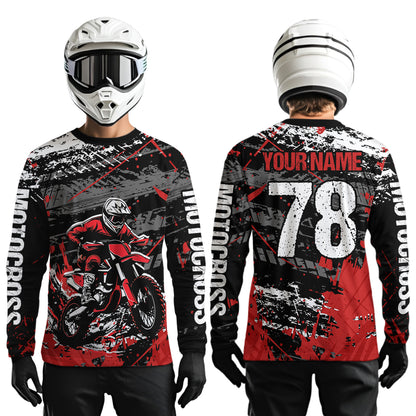 Red Youth Dirt Bike Jersey Adult Kid Upf30+ Customized Motocross Jersey Off-Roading Jersey DNT48