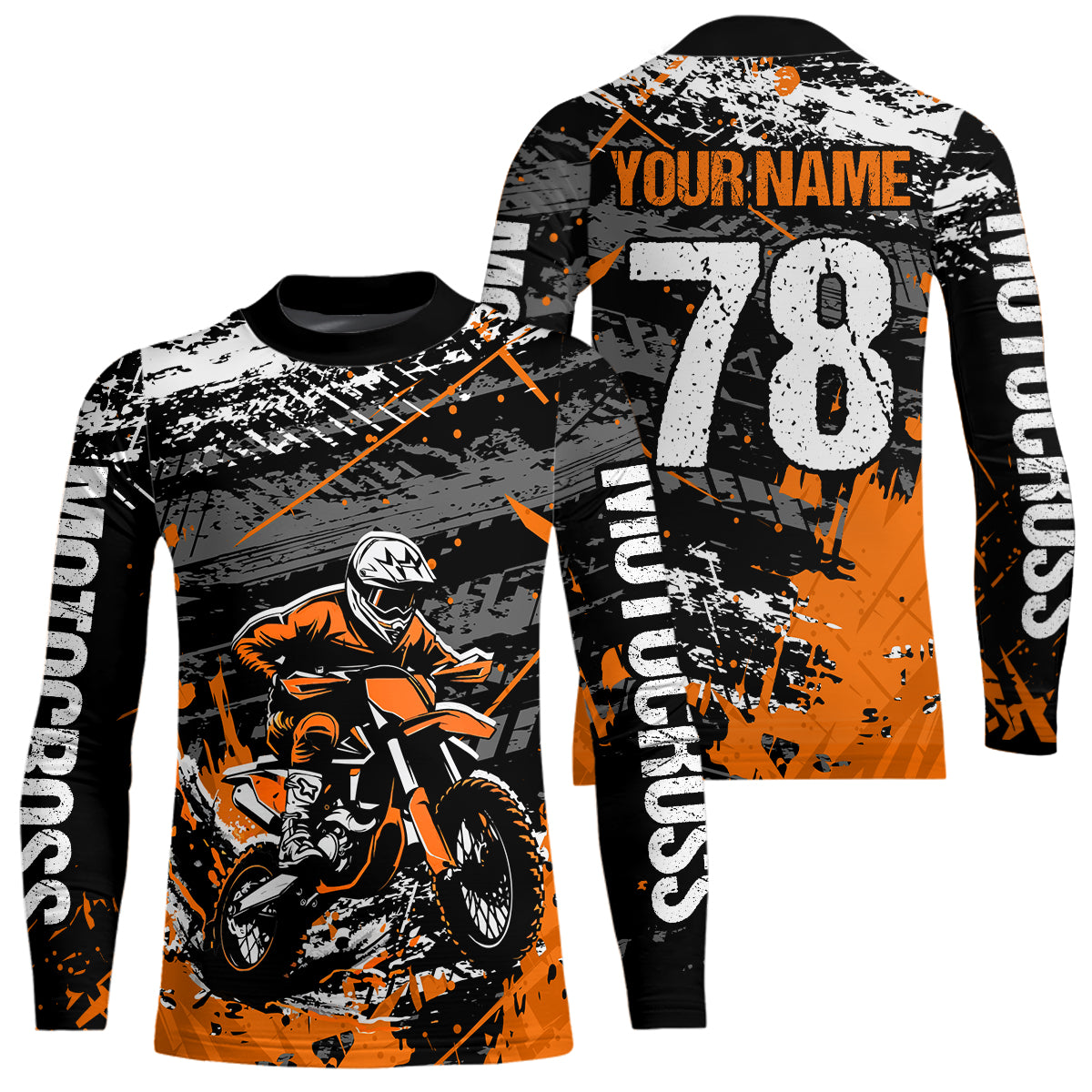 Orange Youth Dirt Bike Jersey Adult Kid Upf30+ Customized Motocross Jersey Off-Roading Jersey DNT48