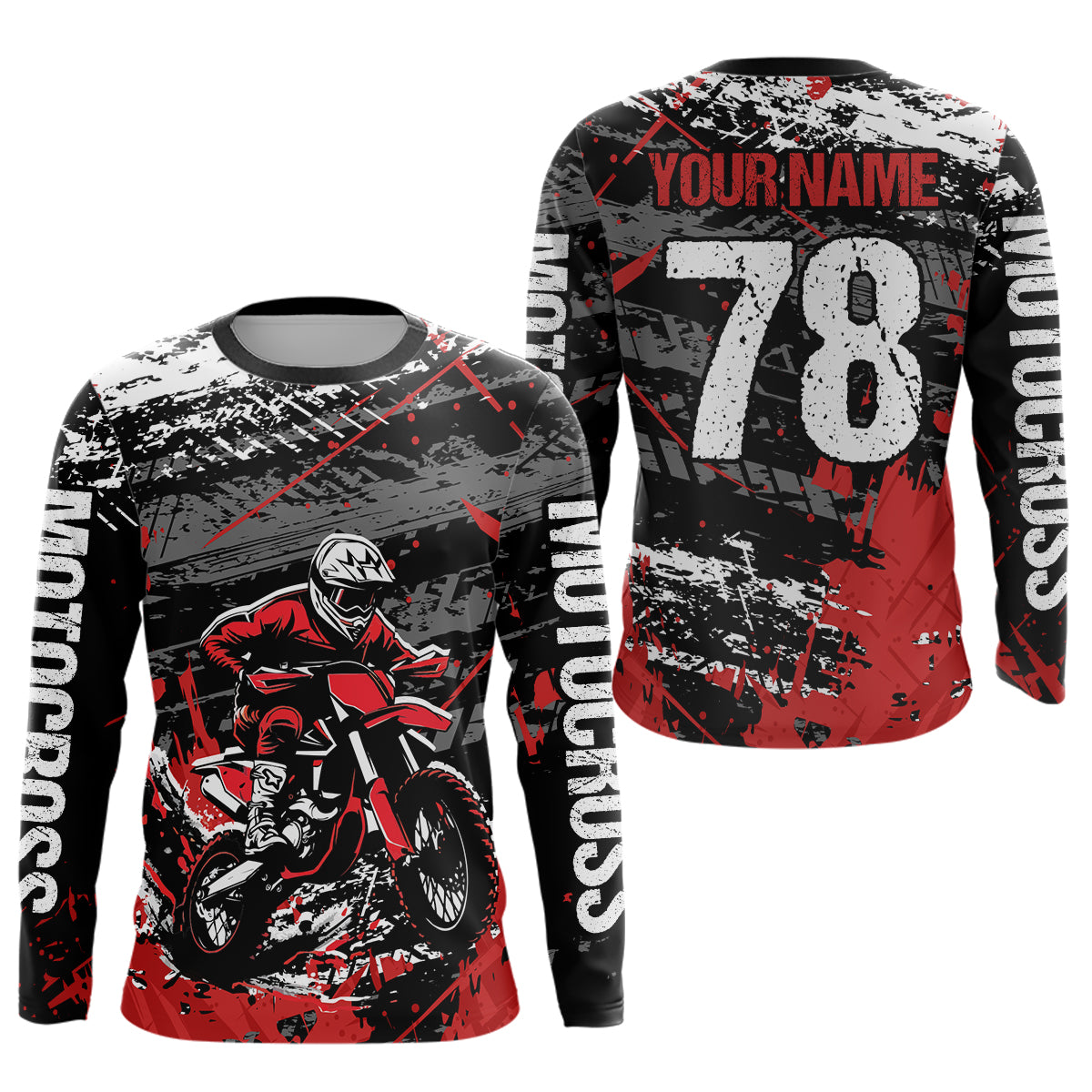 Red Youth Dirt Bike Jersey Adult Kid Upf30+ Customized Motocross Jersey Off-Roading Jersey DNT48