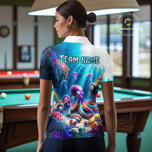 Load image into Gallery viewer, Person wearing a colorful shirt with an octopus design in a pool hall.