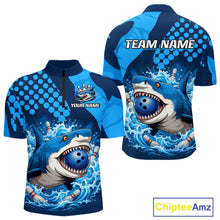 Load image into Gallery viewer, Shirt with shark design and customizable text on a white background