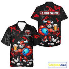 Load image into Gallery viewer, Custom Red Beer Bull Hawaiian Bowling Jersey Bowling Team Shirts Bowling Uniform HNT329