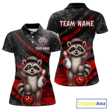 Load image into Gallery viewer, Polo shirt with raccoon design and customizable text on a white background