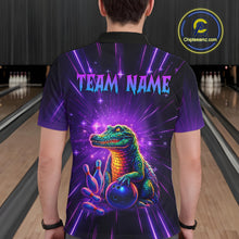 Load image into Gallery viewer, Custom Funny Crocodile Neon Bowling Shirt Alligator Bowling Jersey for Men Polo &amp; 1/4 Zip HNT208