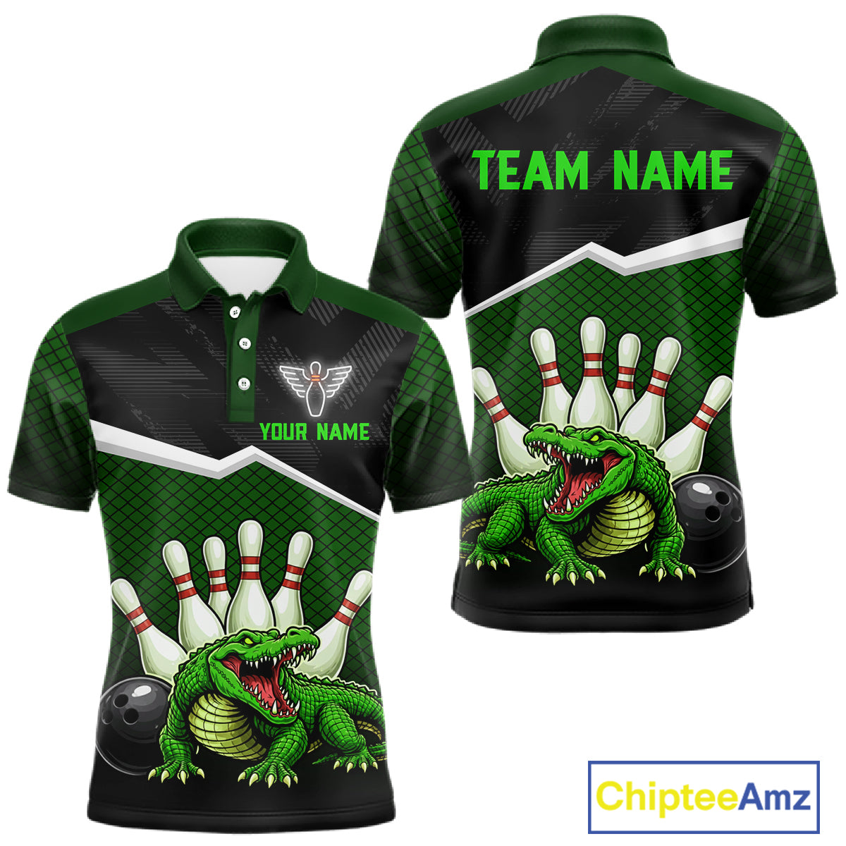 Custom Funny Crocodile Bowling Shirt Alligator Bowling Jersey for Men Polo & 1/4 Zip HNT207