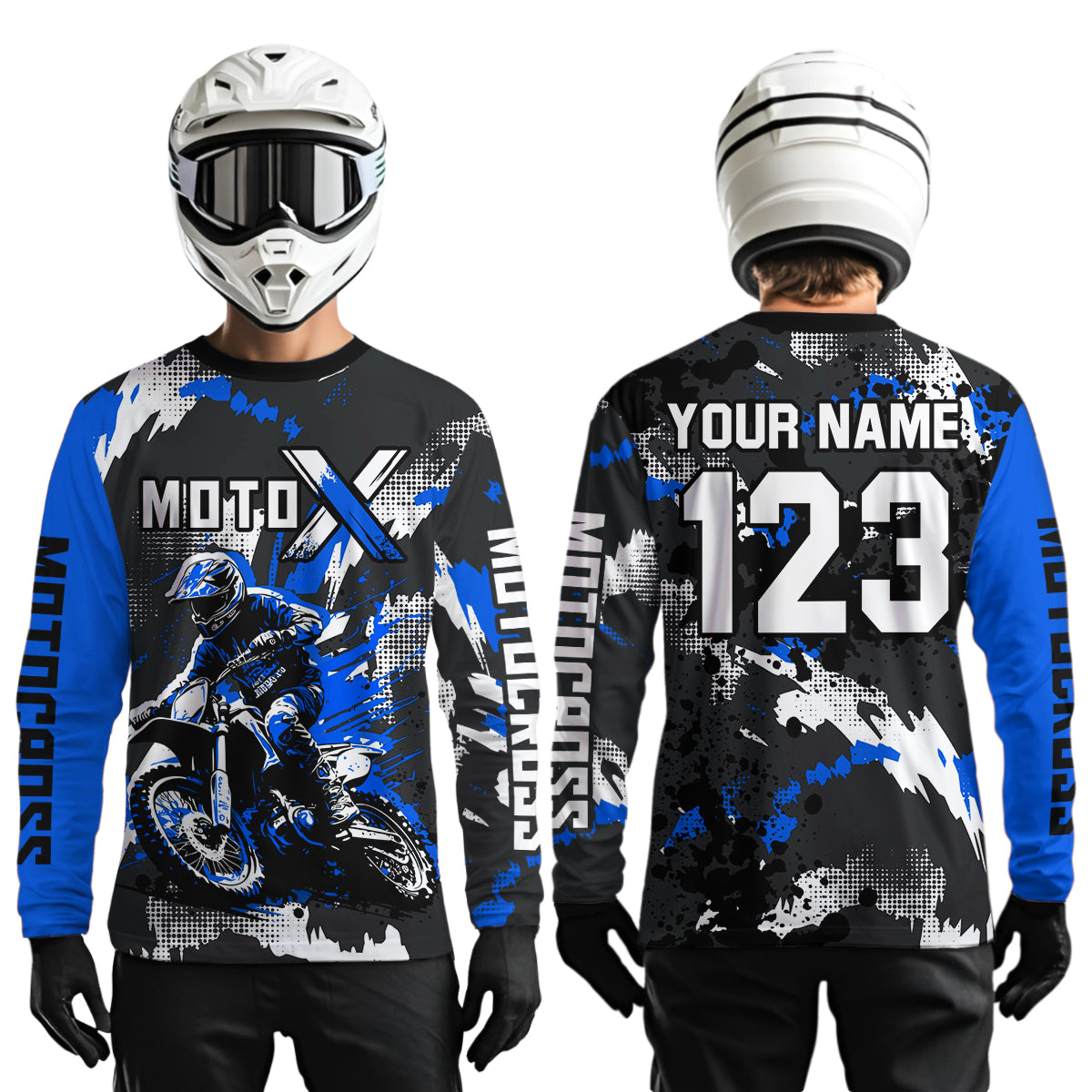 Blue Youth Motocross Jersey Racing Shirts Custom Dirt Bike Shirts Kid Men Women UPF30+ DNT32