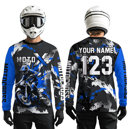 Blue Youth Motocross Jersey Racing Shirts Custom Dirt Bike Shirts Kid Men Women UPF30+ DNT32