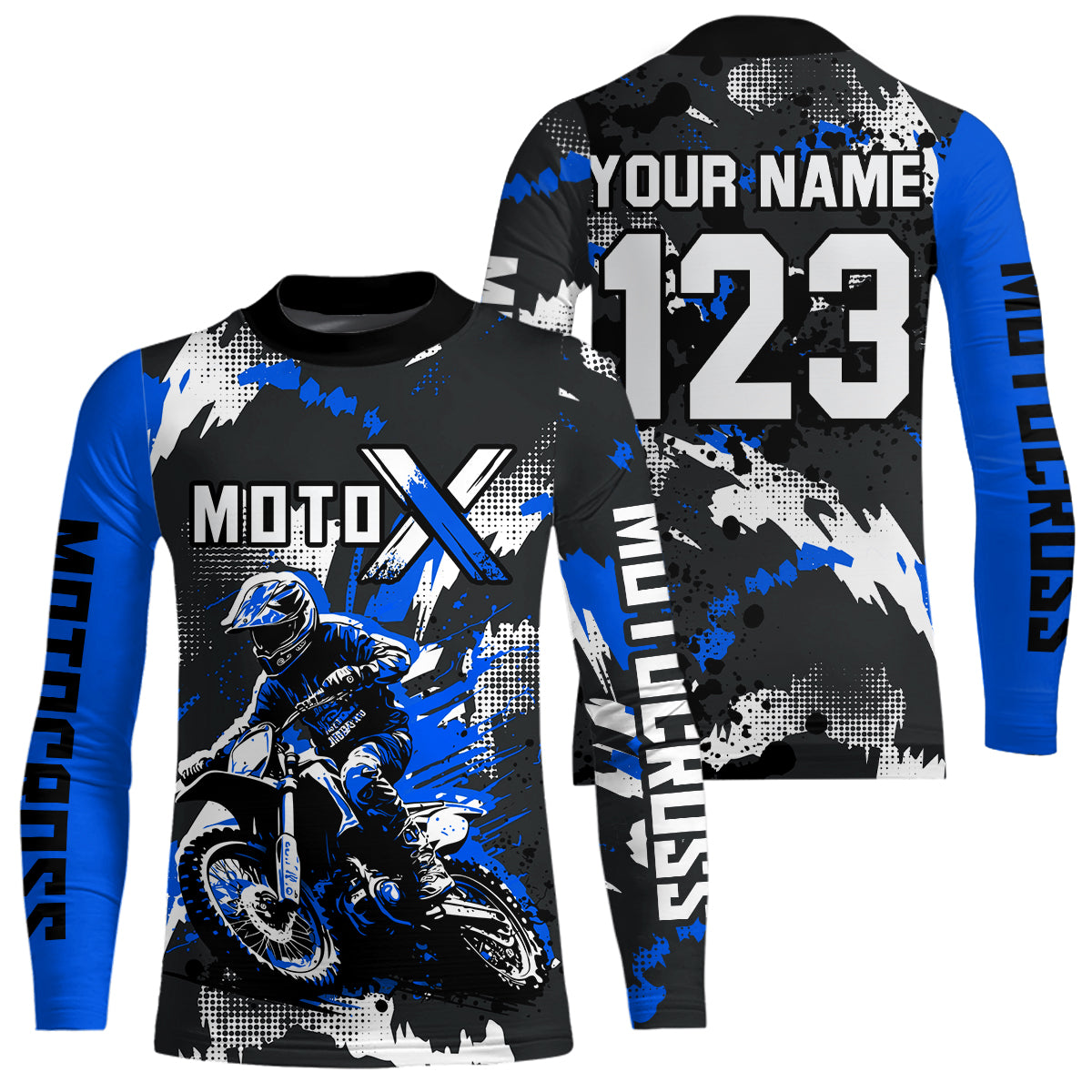 Blue Youth Motocross Jersey Racing Shirts Custom Dirt Bike Shirts Kid Men Women UPF30+ DNT32