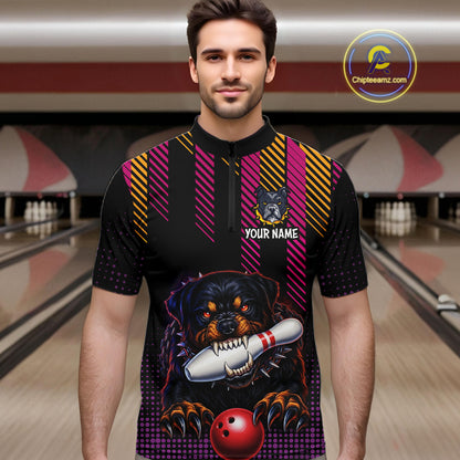 Custom Funny French Bulldog Bowling Jersey for Men Bowling Team Shirts Polo & 1/4 Zip HNT185