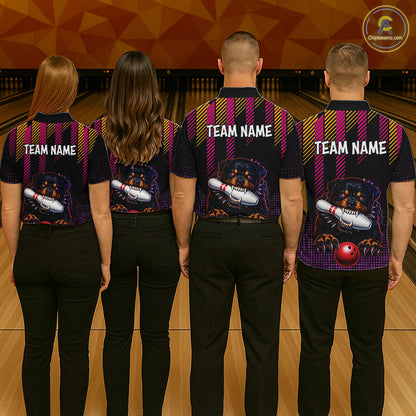 Custom Funny French Bulldog Bowling Jersey for Men Bowling Team Shirts Polo & 1/4 Zip HNT185