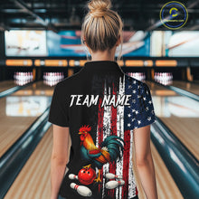 Load image into Gallery viewer, American Flag Rooster Bowling Jersey for Women Bowling Team Shirts Bowling Polo &amp; 1/4 Zip HNT253