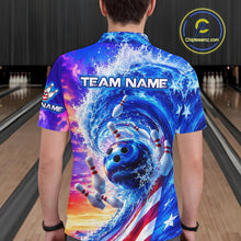 Load image into Gallery viewer, Custom American Wave Patriotic Bowling Jersey for Men Unisex Bowling Team Shirts Polo &amp; 1/4 Zip HNT343
