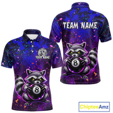 Load image into Gallery viewer, Personalized Funny Raccoon 8 Ball Pool Men Billiard Polo &amp; 1/4 Zip, Billiard Shirt, Billiard Team Jerseys NNT145