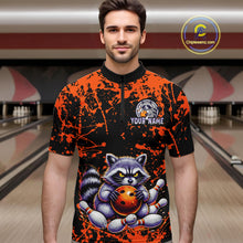 Load image into Gallery viewer, Custom Orange Raccoon Bowling Jersey for Men Bowling Uniform Polo &amp; 1/4 Zip Bowling Team Shirts HNT224