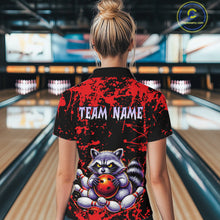 Load image into Gallery viewer, Custom Red Raccoon Bowling Jersey for Women Bowling Uniform Polo &amp; 1/4 Zip Bowling Team Shirts HNT224