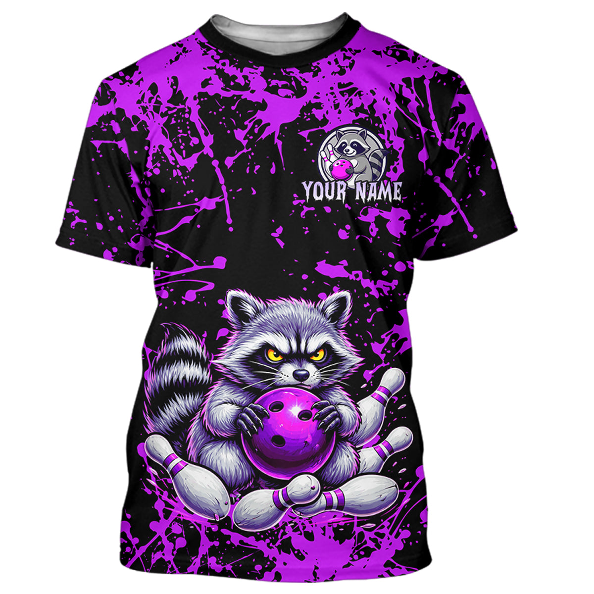 Custom Purple Raccoon Bowling Jersey for Men Women Bowling Uniform Bowling Team Shirts HNT224