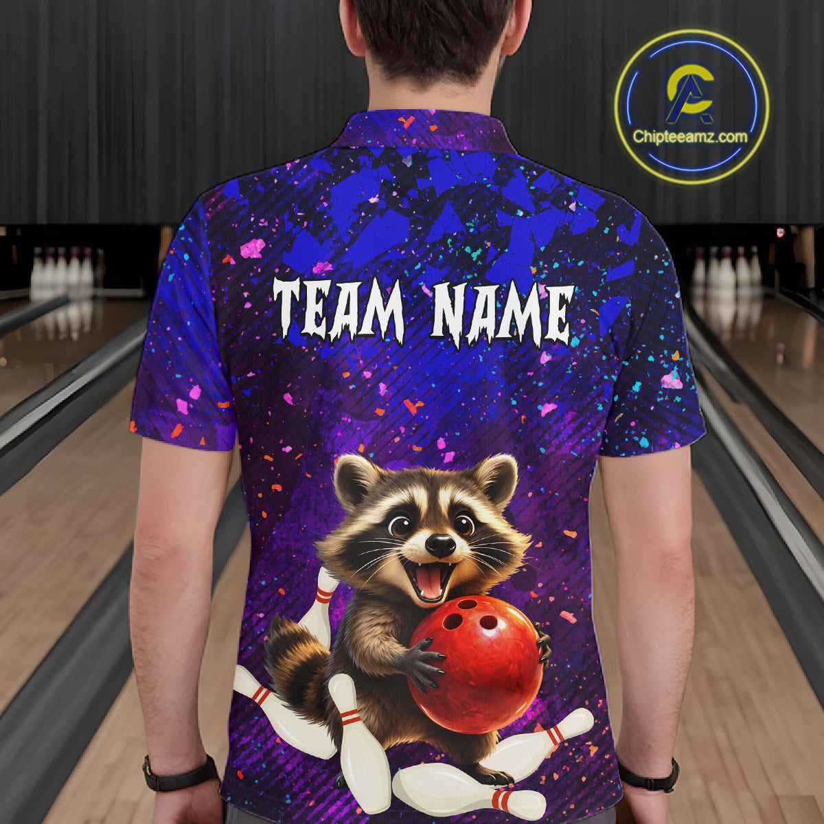 Custom Funny Raccoon Bowling Jersey for Men Bowling Uniform Polo & 1/4 Zip Bowling Team Shirts HNT229