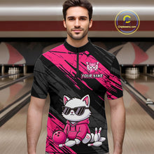Load image into Gallery viewer, Custom Funny Pink Cat Bowling Jersey for Men Bowling Team Shirts Bowling Polo &amp; 1/4 Zip HNT257
