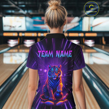 Load image into Gallery viewer, Custom Neon Tiger Bowling Jersey for Women Bowling Team Shirts Bowling League Polo &amp; 1/4 Zip HNT154