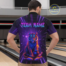 Load image into Gallery viewer, Custom Neon Tiger Bowling Jersey for Men Bowling Team Shirts Bowling League Polo &amp; 1/4 Zip HNT154