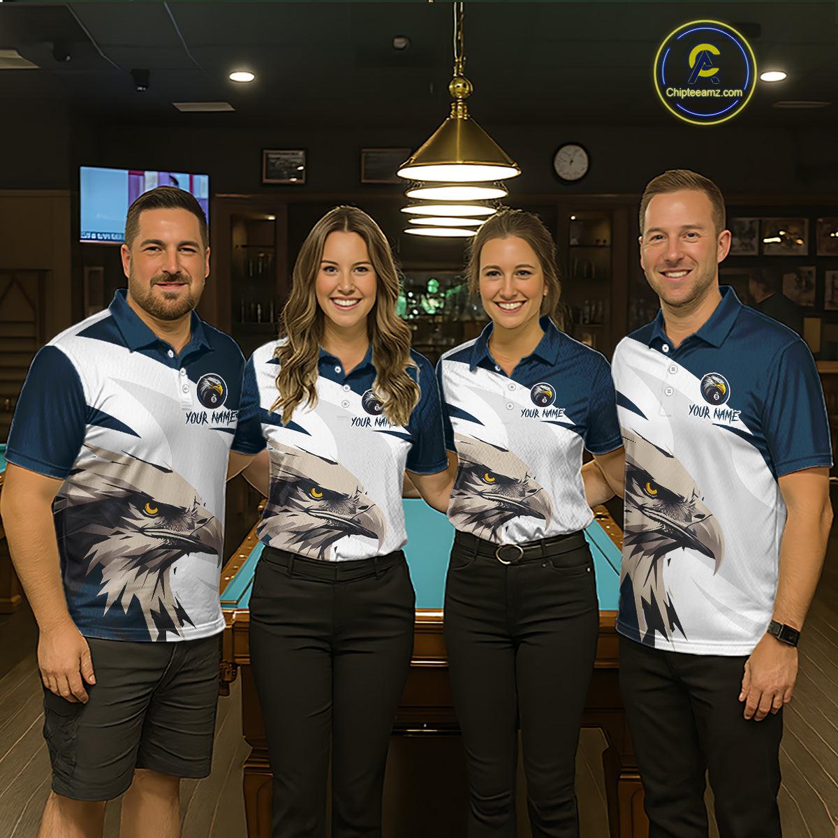 Custom Eagle 8 Ball Billiard Shirts for Women Billiard Tournament Billiard Team Shirts Polo & 1/4 Zip NNT109