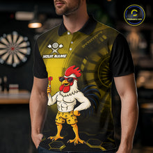 Load image into Gallery viewer, Custom Yellow Funny Chicken Darts Shirt for Men Darts Team Jerseys Polo &amp; 1/4 Zip Dart League NNT131