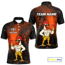 Load image into Gallery viewer, Custom Orange Funny Chicken Darts Shirt for Men Darts Team Jerseys Polo &amp; 1/4 Zip Dart League NNT131