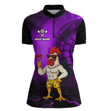 Load image into Gallery viewer, Custom Purple Funny Chicken Darts Shirt for Women Darts Team Jerseys Polo &amp; 1/4 Zip Dart League NNT131