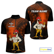 Load image into Gallery viewer, Custom Orange Funny Chicken Darts Shirt for Men Darts Team Jerseys Polo &amp; 1/4 Zip Dart League NNT131