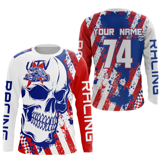 Custom Skull US Flag UTV Off-Road Shirts UTV Motocross Racing Shirt Kid Men Women UPF30+ DNT89