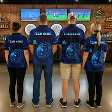 Load image into Gallery viewer, Custom Neon Blue Cyber Dartboard Darts Shirt for Men Darts Team Jerseys Polo &amp; 1/4 Zip NNT132