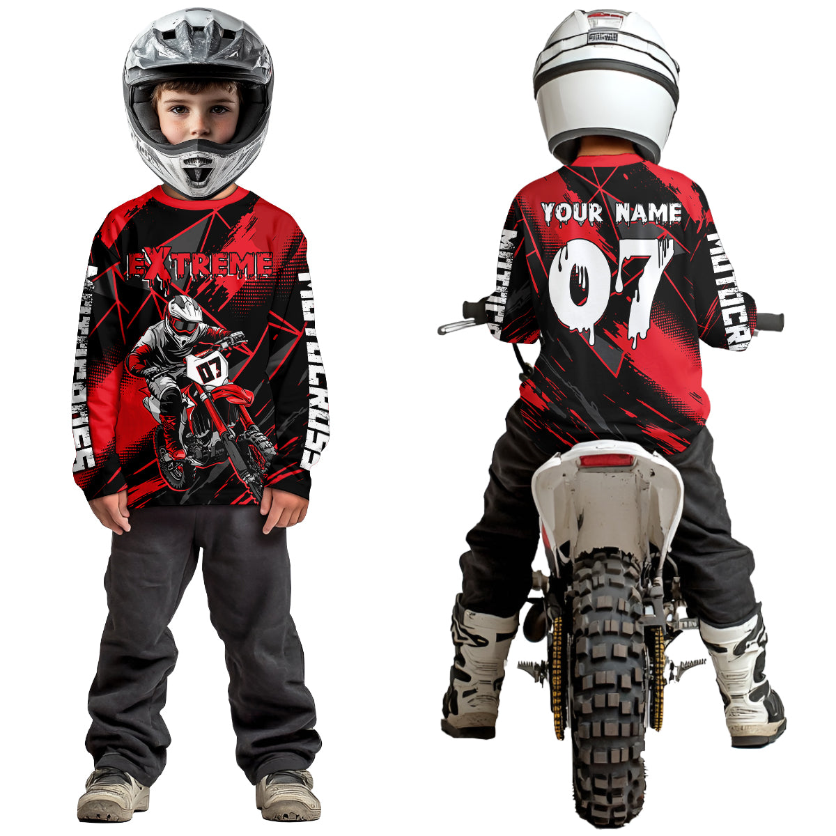 Custom Red MX Racing Extreme Shirts Kid Men Women Youth Motocross Shirts UPF30+ DNT35